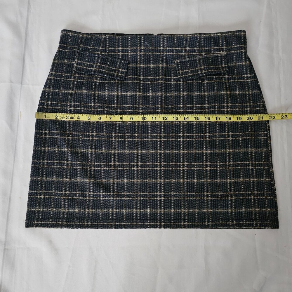 Modcloth Women's Navy Blue Silver Lining Plaid Faux Pocket Mini Skirt XL/TG‎ NWT - Picture 12 of 13